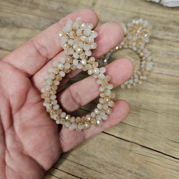 Czech Glass Sparkle Large Hoop Earrings Studs - Picture 4 of 4